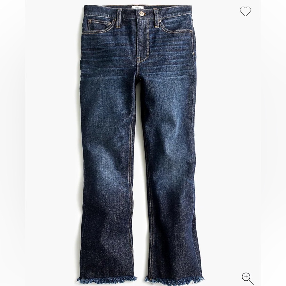 J Crew Dark Blue‎ slim Demi boot cropped Denim Jeans raw hem NWOT size 29